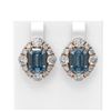 Image 1 : 13.28 ctw Blue Topaz & Diamond Earrings 18K Rose Gold - REF-517N6F