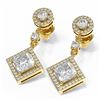 Image 3 : 3.34 ctw Princess Diamond Earrings 18K Yellow Gold - REF-737G3W