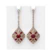 Image 1 : 4.19 ctw Ruby & Diamond Earrings 18K Rose Gold - REF-307M6G
