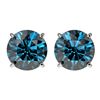 Image 1 : 3 ctw Certified Intense Blue Diamond Stud Earrings 10k White Gold - REF-355R9K