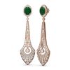 Image 2 : 9.69 ctw Emerald & Diamond Earrings 18K Rose Gold - REF-485H5R