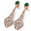 Image 3 : 9.69 ctw Emerald & Diamond Earrings 18K Rose Gold - REF-485H5R