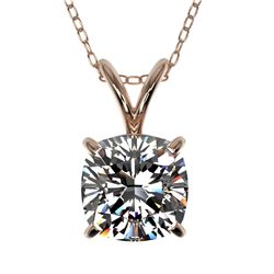 1 ctw Certified VS/SI Quality Cushion Cut Diamond Necklace 10k Rose Gold - REF-239A3N