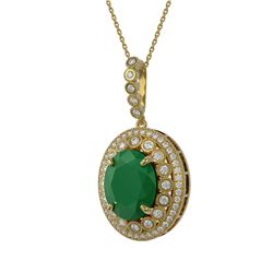 13.75 ctw Emerald & Diamond Victorian Necklace 14K Yellow Gold - REF-490N9F