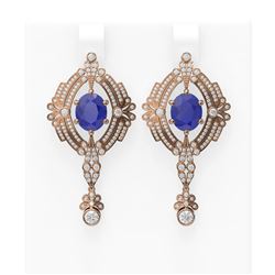 11.24 ctw Sapphire & Diamond Earrings 18K Rose Gold - REF-505X5A