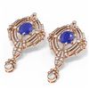 Image 3 : 11.24 ctw Sapphire & Diamond Earrings 18K Rose Gold - REF-505X5A