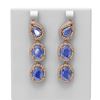 Image 1 : 20.5 ctw Tanzanite & Diamond Earrings 18K Rose Gold - REF-709G3W