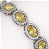 Image 3 : 12.73 ctw Fancy Citrine & Diamond Micro Pave Halo Bracelet 10k White Gold - REF-263H6R