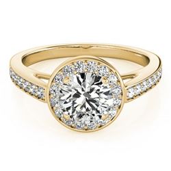 1.45 ctw Certified VS/SI Diamond Halo Ring 18k Yellow Gold - REF-284K2Y