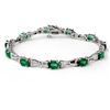 Image 1 : 6.11 ctw Emerald & Diamond Bracelet 10k White Gold - REF-105R5K