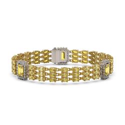 22.77 ctw Citrine & Diamond Bracelet 14K Yellow Gold - REF-327Y3X