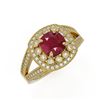 Image 1 : 2.69 ctw Certified Ruby & Diamond Victorian Ring 14K Yellow Gold - REF-103Y3X