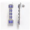 Image 2 : 11.26 ctw Tanzanite & Diamond Earrings 14K White Gold - REF-292R4K