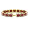 Image 2 : 26.21 ctw Ruby & Diamond Micro Pave Halo Bracelet 10k Yellow Gold - REF-436R4K