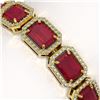 Image 3 : 26.21 ctw Ruby & Diamond Micro Pave Halo Bracelet 10k Yellow Gold - REF-436R4K