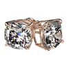 Image 3 : 2.50 ctw VS/SI Quality Cushion Diamond Stud Earrings 10k Rose Gold - REF-601X4A