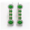 Image 1 : 10.72 ctw Jade & Diamond Earrings 14K Rose Gold - REF-174F2M