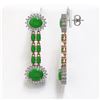 Image 2 : 10.72 ctw Jade & Diamond Earrings 14K Rose Gold - REF-174F2M