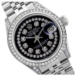 Rolex Men's Stainless Steel, QuickSet, Diamond Dial & Diamond Bezel - REF-587T4K