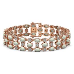 14.15 ctw Opal & Diamond Bracelet 10K Rose Gold - REF-247A3N