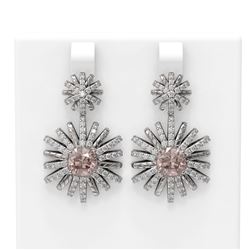5.43 ctw Morganite & Diamond Earrings 18K White Gold - REF-264W8H