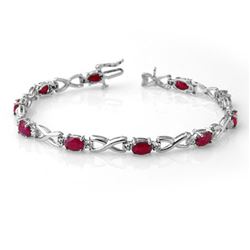 8.50 ctw Ruby & Diamond Bracelet 14k White Gold - REF-89F3M