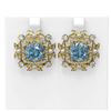 Image 1 : 9.83 ctw Aquamarine & Diamond with Pearl Earrings 18K Yellow Gold - REF-343N6F