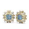 Image 2 : 9.83 ctw Aquamarine & Diamond with Pearl Earrings 18K Yellow Gold - REF-343N6F