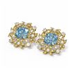Image 3 : 9.83 ctw Aquamarine & Diamond with Pearl Earrings 18K Yellow Gold - REF-343N6F