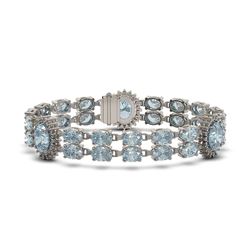 24.44 ctw Aquamarine & Diamond Bracelet 14K White Gold - REF-275X3A