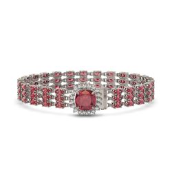 28.56 ctw Tourmaline & Diamond Bracelet 14K White Gold - REF-414X2A
