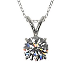 0.75 ctw Certified Quality Diamond Solitaire Necklace 10k White Gold - REF-61G8W