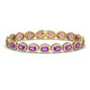 Image 1 : 13.11 ctw Amethyst & Diamond Micro Pave Halo Bracelet 10k Yellow Gold - REF-263A6N