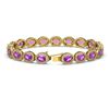 Image 2 : 13.11 ctw Amethyst & Diamond Micro Pave Halo Bracelet 10k Yellow Gold - REF-263A6N