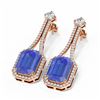 Image 3 : 10.57 ctw Tanzanite & Diamond Earrings 18K Rose Gold - REF-507R3K