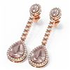 Image 3 : 8.51 ctw Morganite & Diamond Earrings 18K Rose Gold - REF-360X2A