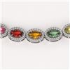 Image 3 : 31.96 ctw Multi Color Sapphire & Diamond Micro Pave Necklace 10k White Gold - REF-674M4G