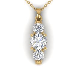 1.25 ctw VS/SI Diamond Art Deco 3 Stone Necklace 14k Yellow Gold - REF-209A3N