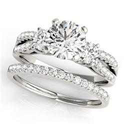 1.46 ctw VS/SI Diamond 3 Stone 2pc Wedding Set 14k White Gold - REF-168R3K