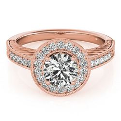 1.5 ctw Certified VS/SI Diamond Halo Ring 18k Rose Gold - REF-364W2H