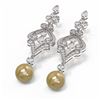 Image 3 : 4.57 ctw Diamond & Pearl Earrings 18K White Gold - REF-482W9H
