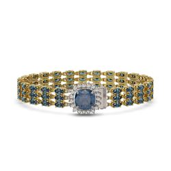 29.89 ctw London Topaz & Diamond Bracelet 14K Yellow Gold - REF-281N8F