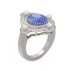 4.88 ctw Tanzanite & Diamond Ring 18K White Gold - REF-269Y3X