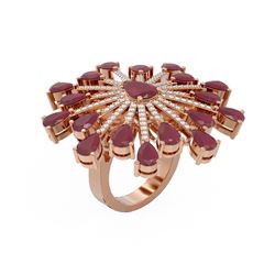 11.74 ctw Ruby & Diamond Ring 18K Rose Gold - REF-432N8F