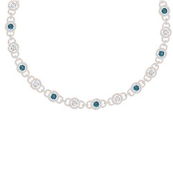 25 ctw Intense Blue Halo Diamond Necklace 18K Rose Gold - REF-2205F2M