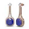 Image 2 : 12.28 ctw Sapphire & Diamond Earrings 18K Rose Gold - REF-345M5G