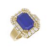 Image 3 : 6.6 ctw Sapphire & Diamond Ring 18K Yellow Gold - REF-263K6Y