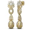Image 2 : 6.87 ctw Diamond & Pearl Earrings 18K Yellow Gold - REF-544F3M