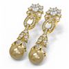 Image 3 : 6.87 ctw Diamond & Pearl Earrings 18K Yellow Gold - REF-544F3M