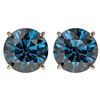 Image 1 : 4 ctw Certified Intense Blue Diamond Stud Earrings 10k Rose Gold - REF-556K3Y